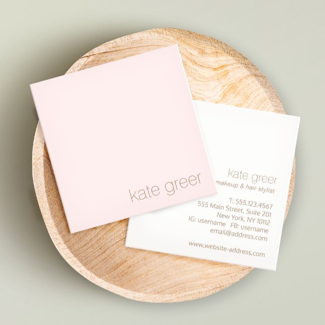 Modern minimalistisk Ljus rosa skönhetstävling Fyrkantigt Visitkort (Skapare uppladdad)