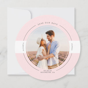 Modern minimalistisk Ljus rosa Spara datumfoto Datumet