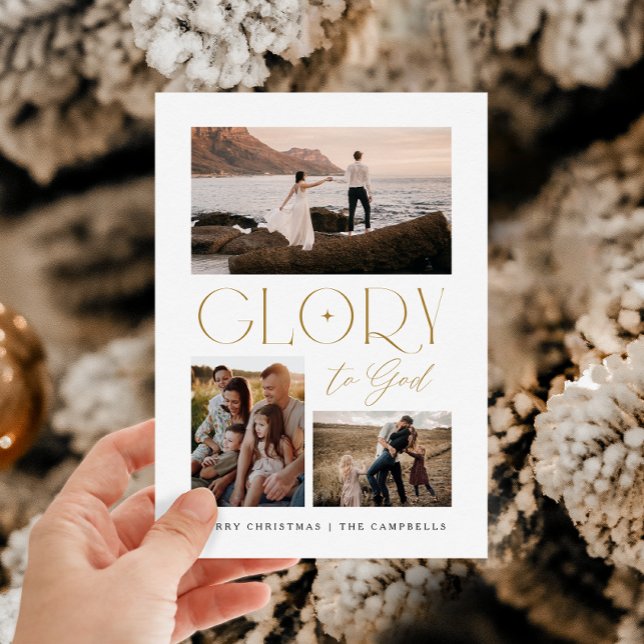 Modern minimalistisk ljuv till Gud Fotojul Julkort (Modern Minimalist Glory To God Photo Christmas Holiday Card)