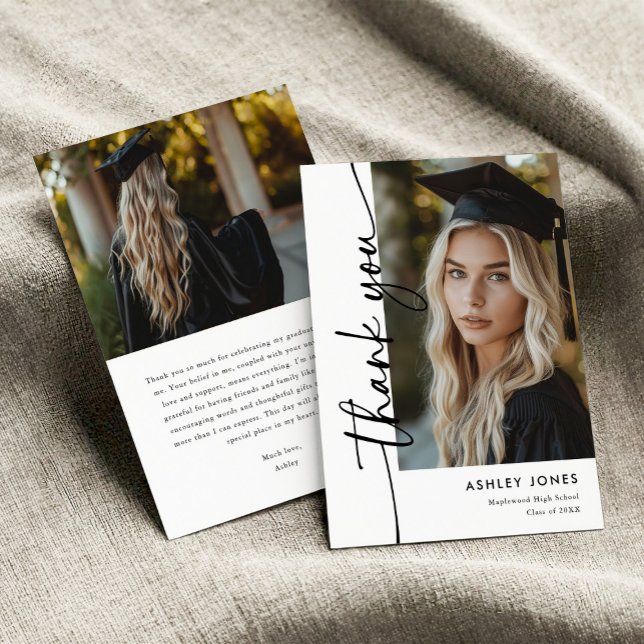 Modern minimalistisk Lodrät Photo Studenten Tack Kort (Skapare uppladdad)