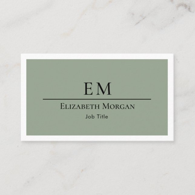 Modern Minimalistisk Logo Sälggrön Enkel Visitkort (Framsida)
