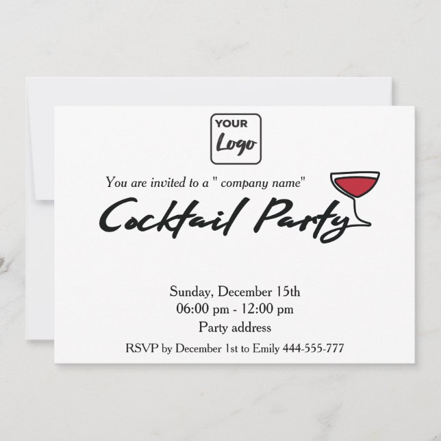 Modern minimalistisk logotyp-cocktail party-företa inbjudningar (Framsida)