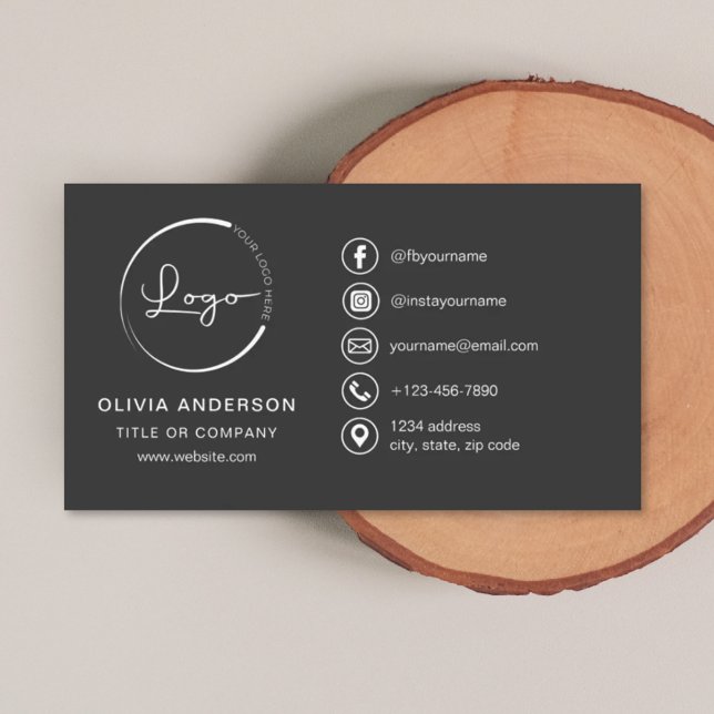 Modern minimalistisk Logotyp med Social-medieikone Visitkort (Skapare uppladdad)