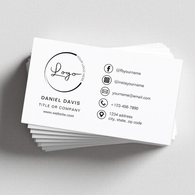 Modern minimalistisk Logotyp med Social-medieikone Visitkort (Skapare uppladdad)