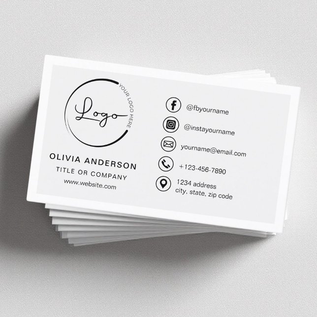 Modern minimalistisk Logotyp med Social-medieikone Visitkort (Skapare uppladdad)