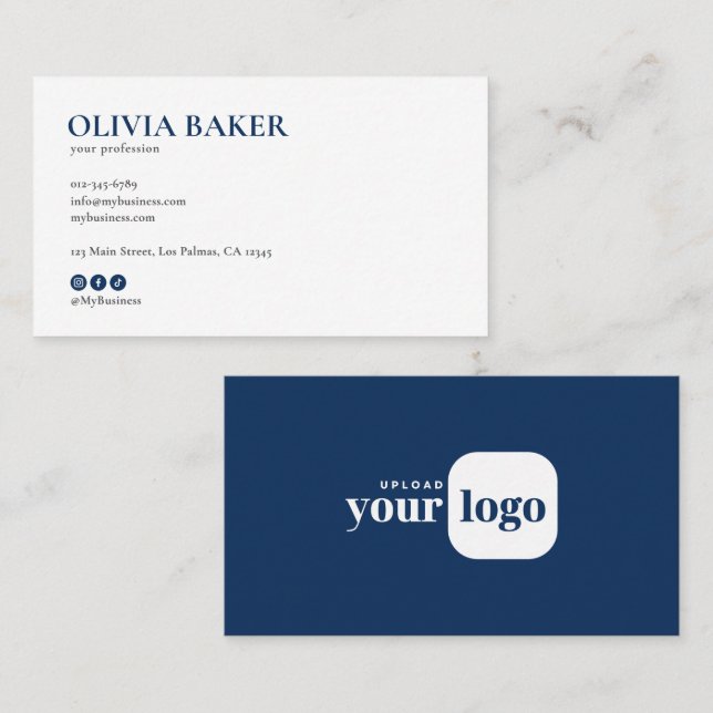 Modern minimalistisk logotyp och sociala media-iko visitkort (Fram/baksida)
