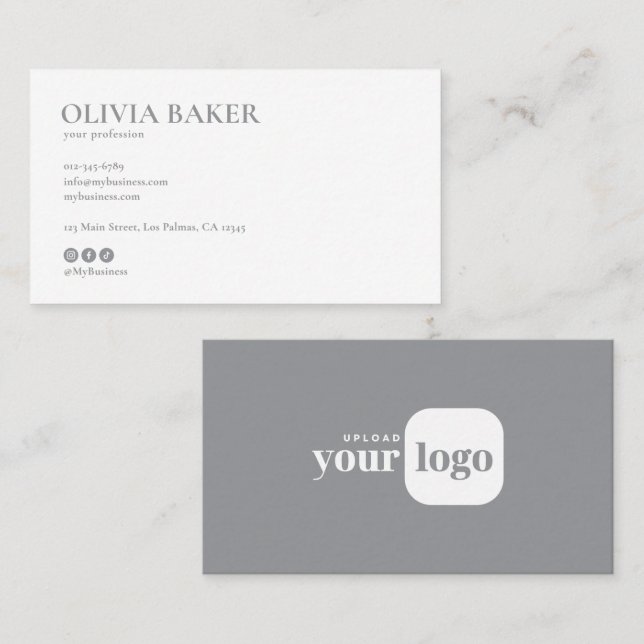 Modern minimalistisk logotyp och sociala media-iko visitkort (Fram/baksida)