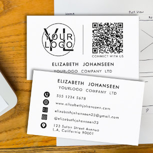 Modern minimalistisk Logotyp QR Code Black and Whi Visitkort