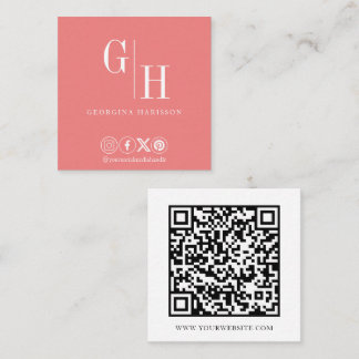 Modern minimalistisk Logotyp QR-kod Pastel Coral Fyrkantigt Visitkort