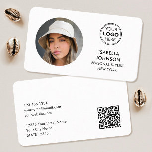 Modern minimalistisk Logotyp QR-kod vit Visitkort