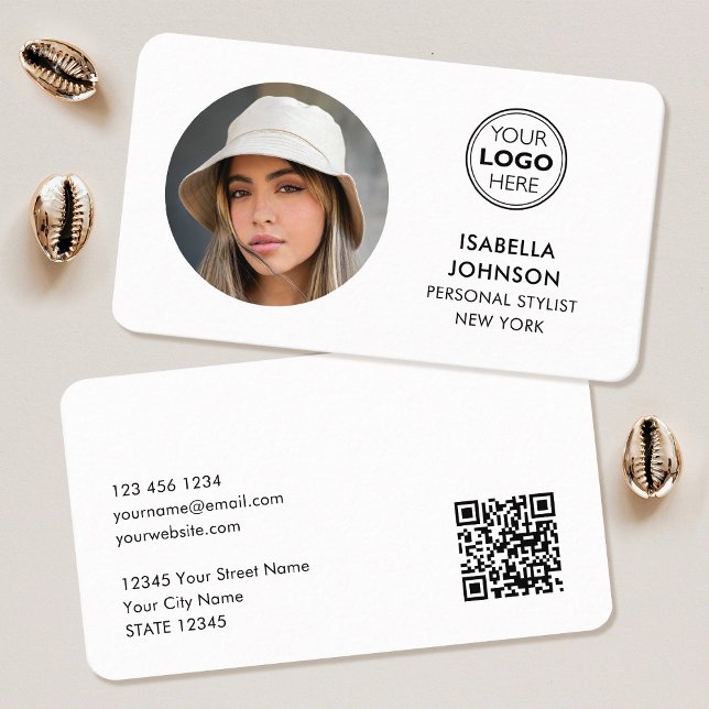 Modern minimalistisk Logotyp QR-kod vit Visitkort (Skapare uppladdad)