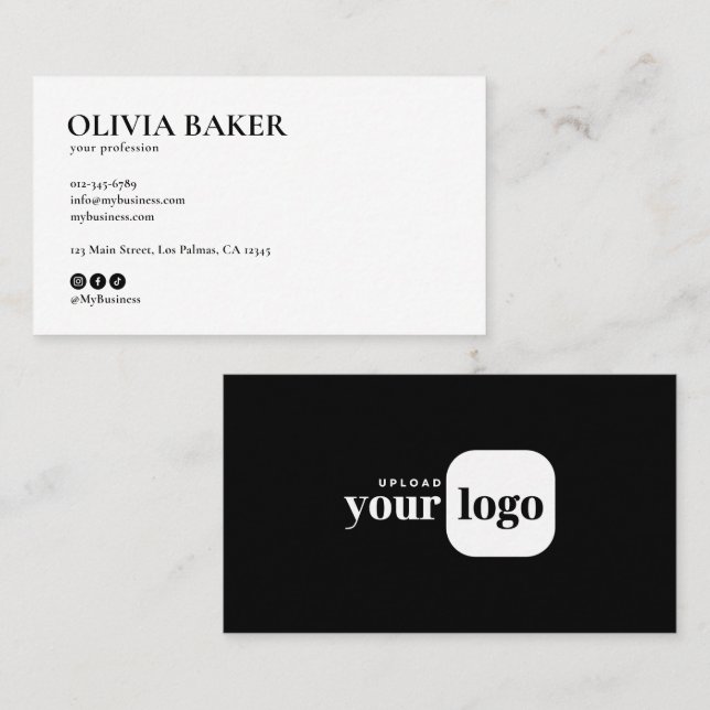 Modern minimalistisk logotyp & sociala media-ikone visitkort (Fram/baksida)