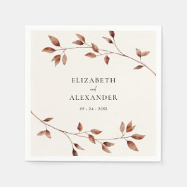 Modern minimalistisk Löv faller under bröllopet Pappersservett