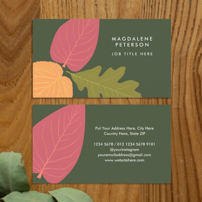 Modern Minimalistisk Löv Graphic Nature Färg Visitkort (Skapare uppladdad)