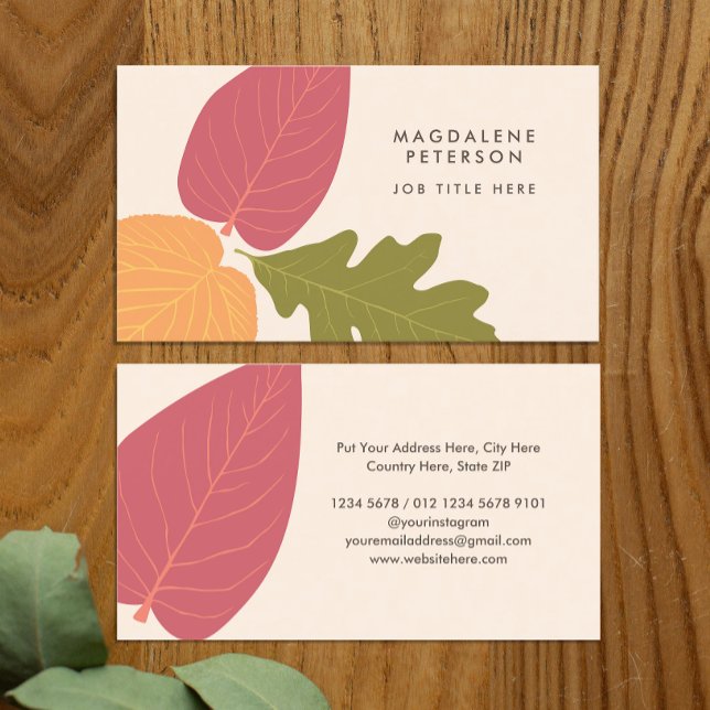 Modern Minimalistisk Löv Graphic Nature Färg Visitkort (Skapare uppladdad)