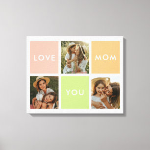 Modern minimalistisk "Love You Mom" 3-foto anpassa Canvastryck