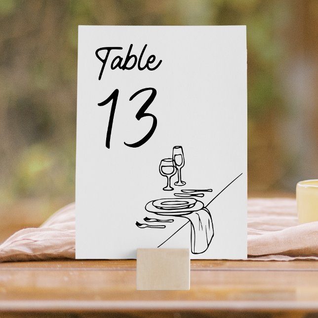 Modern Minimalistisk Lyxig Bröllopshandritad Bordsnummer (Effortless elegance for your reception—this hand-drawn table number design sets the perfect mood.)