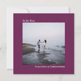 Modern minimalistisk Magenta Square Photo Bröllop Inbjudningar