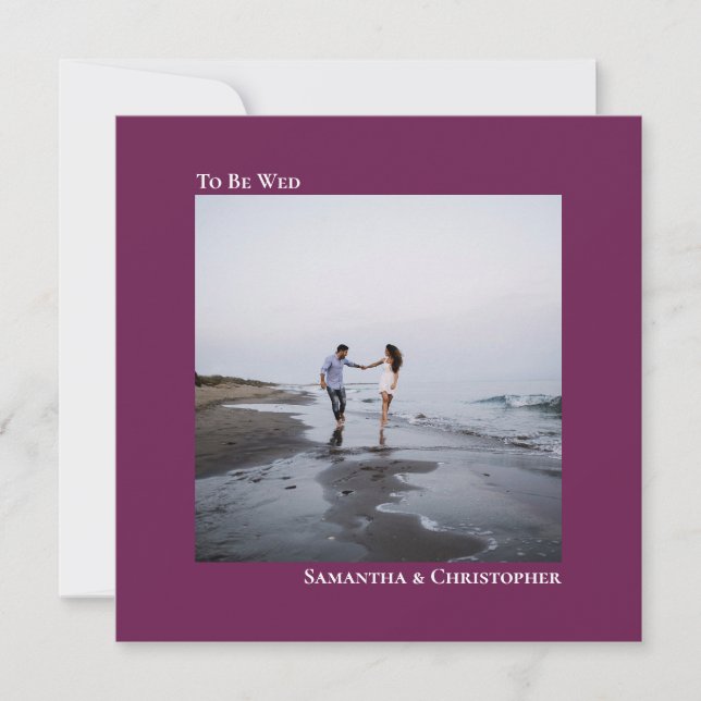 Modern minimalistisk Magenta Square Photo Bröllop Inbjudningar (Framsida)