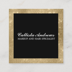 Modern minimalistisk Makeup Guld Glitter Fyrkantigt Visitkort