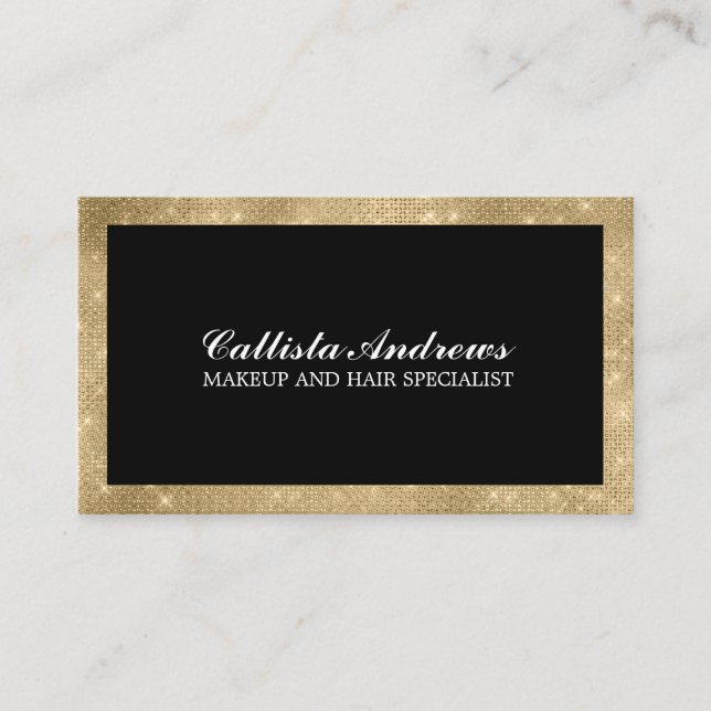 Modern minimalistisk Makeup Guld Glitter Visitkort (Framsida)