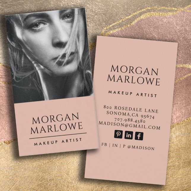 Modern minimalistisk makeup-konstnärsfoto visitkort (Skapare uppladdad)