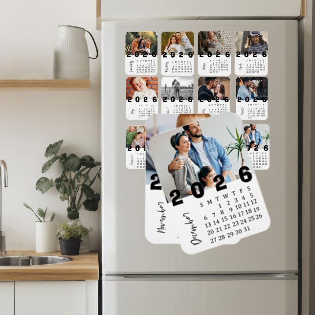 Modern minimalistisk målkalender i december 2026 magnet (Modern Minimalist December 2026 Photo Calendar Magnet)