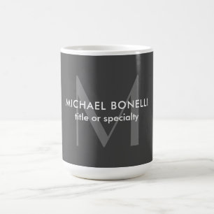 Modern minimalistisk mall för grått Monogram Kaffemugg