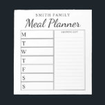 Modern minimalistisk måltidsplanering för familjen anteckningsblock<br><div class="desc">Personlig Family Weekly Meal Planner. Skapa en måltidsplanerare för anpassningsbarna till ditt familjekök. Planer för måltid mellan skriva och rum för varje veckodag. Lägg även till livsmedel och mer i organisatören av inköpslistan. Har modern minimal svartvit design och kalligrafi av söt.</div>