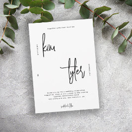 Modern minimalistisk manus svart och vitt bröllop inbjudningar