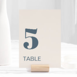 Modern minimalistisk marin blå Beige Bröllop Bordsnummer