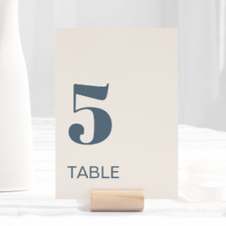 Modern minimalistisk marin blå Beige Bröllop Bordsnummer