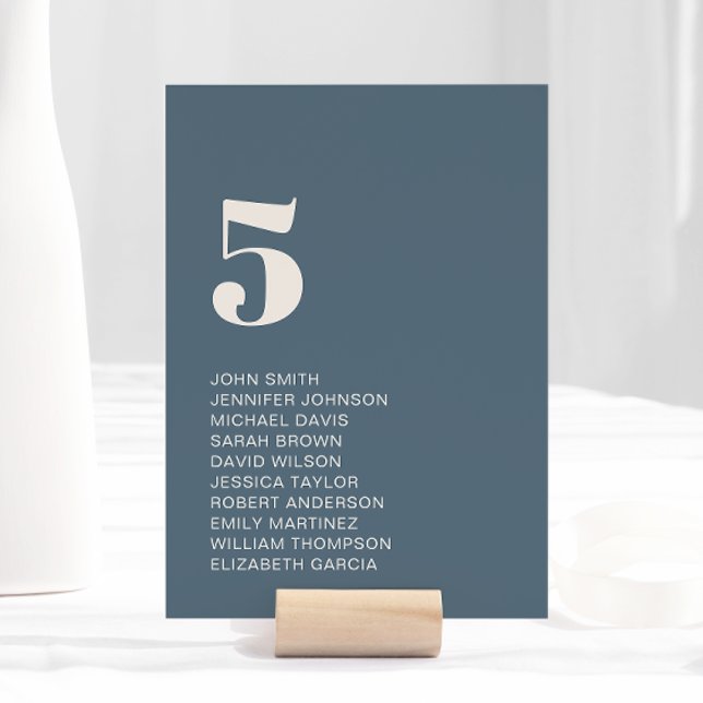 Modern minimalistisk marin blå Beige Bröllop Bordsnummer (Skapare uppladdad)