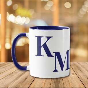 Modern minimalistisk marin blå Brev-monogram Mugg