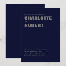 Modern minimalistisk marin blå Grått Bröllop