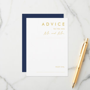 Modern minimalistisk marin blå   GULD BRÖLLOP Rådkort