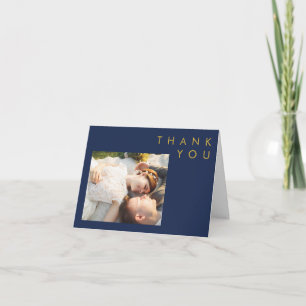Modern minimalistisk marin blå   Guld-foto Tack Kort