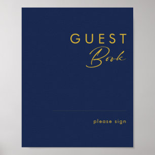Modern minimalistisk marin blå   Guld Guest Bok Si Poster