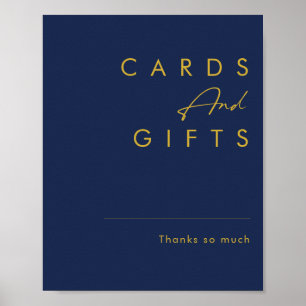 Modern minimalistisk marin blå   Kort och gåvor fr Poster