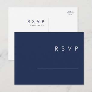 Modern minimalistisk marin blå   SILVER BRÖLLOP OS Vykort