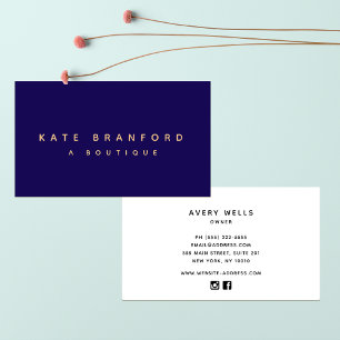 Modern minimalistisk marin Blue Boutique Visitkort