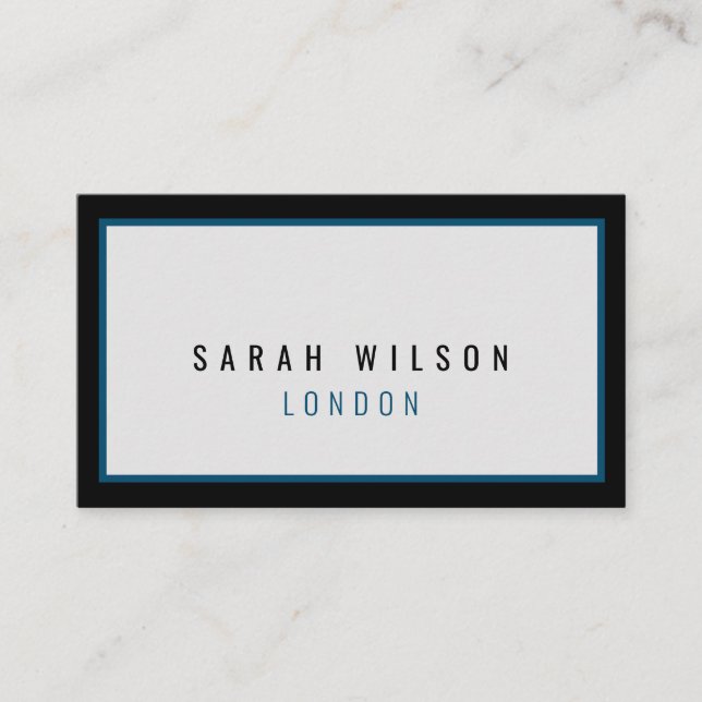 Modern minimalistisk marin svart affärskort (Framsida)