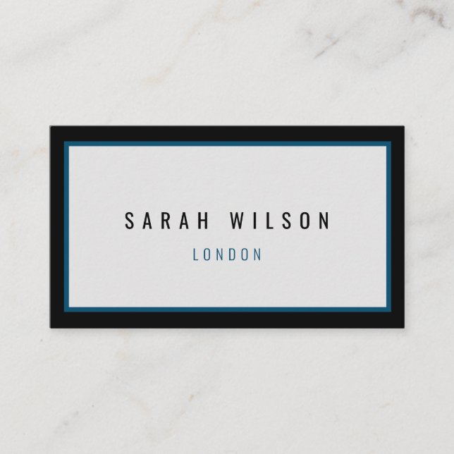 Modern minimalistisk marin svart affärskort (Framsida)