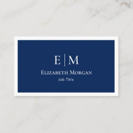 Modern minimalistisk marinblå vit enkel visitkort