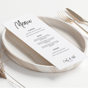 Modern minimalistisk meny-kort för Bröllop Meny