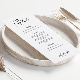 Modern minimalistisk meny-kort för Bröllop Meny