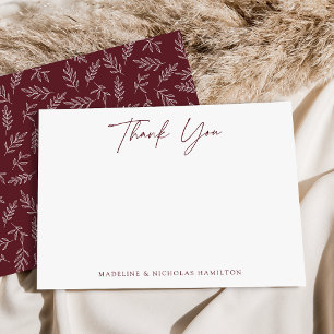 Modern Minimalistisk Merlot Botanical Tack Anteckningskort