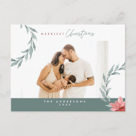 Modern, minimalistisk, merriest julfamiljspost vykort