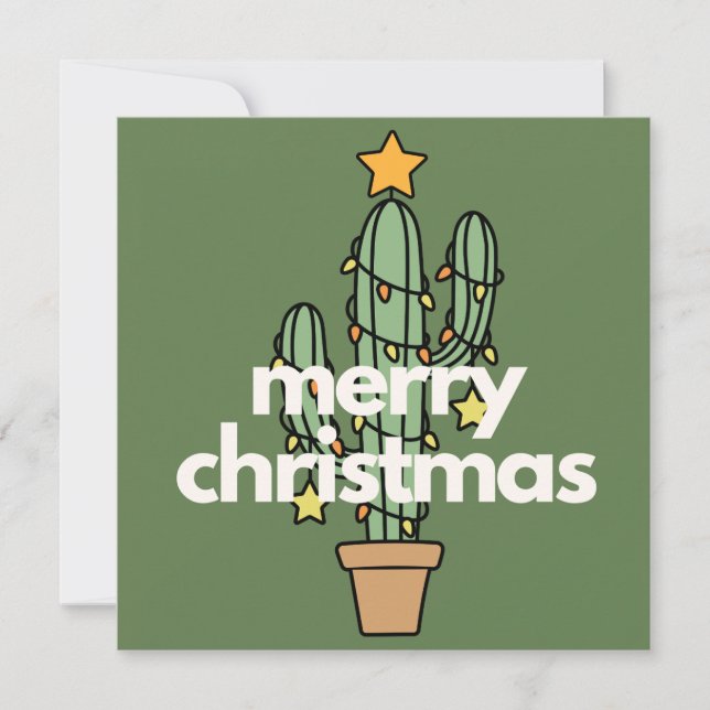 Modern minimalistisk merry Cactus julkort (Framsida)