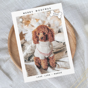 Modern minimalistisk Merry Woofmas Julkort